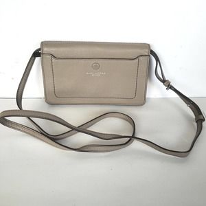 MARC JACOBS Logo Empire City Mink Wallet On Strap Holder 7x4" Small Bag Gray